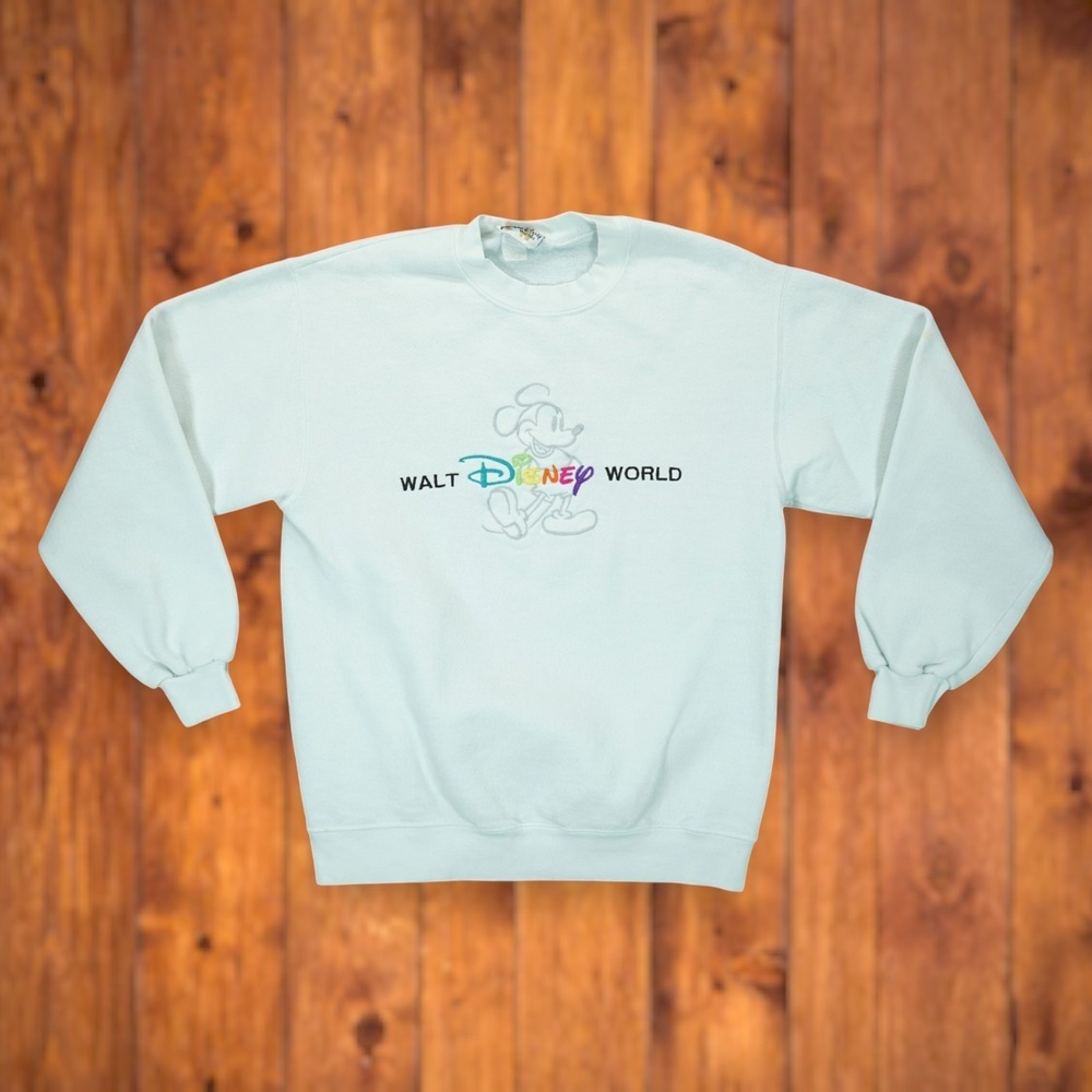 Vtg 90's Walt Disney World Crew Neck Pullover Sweatshirt Emboidered Mickey Small